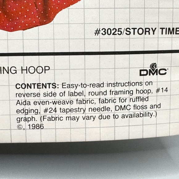 🧵 Vintage 1986 DMC Cross Stitch Kit Story Time #3025 NIP Sealed w/ Hoop - Picture 5 of 9